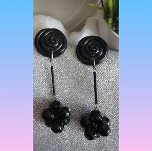 🔖Vintage Black Long Drop Hanging Beads Earrings